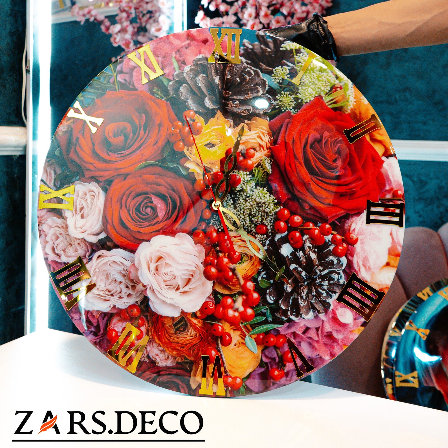 ساعة الورود horloge des fleurs 50/50cm